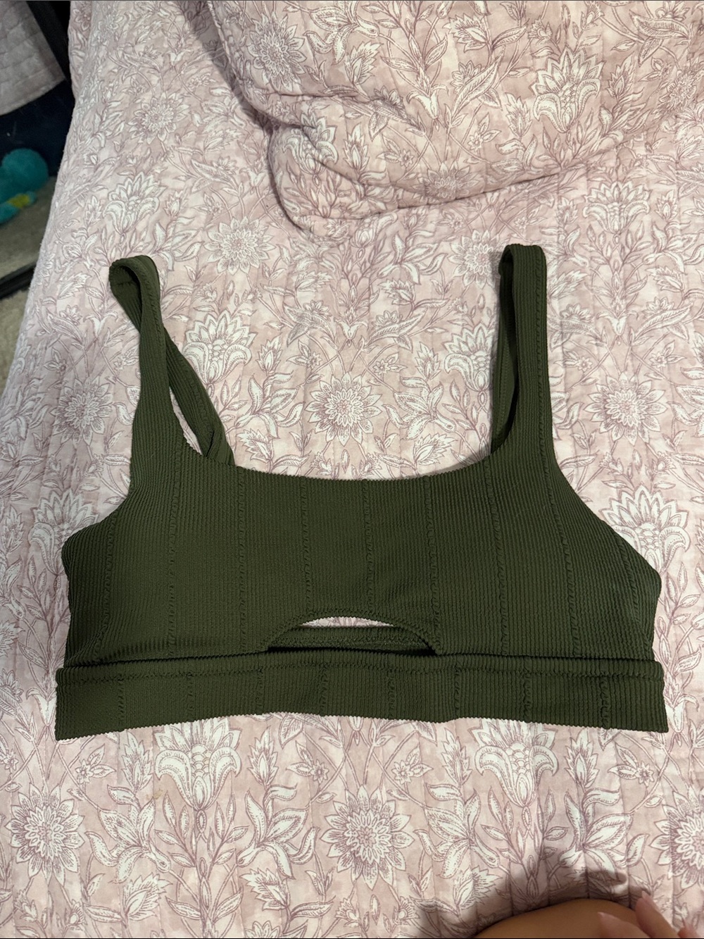 Women’s Ribbed Cutout Bikini Top - Olive Green